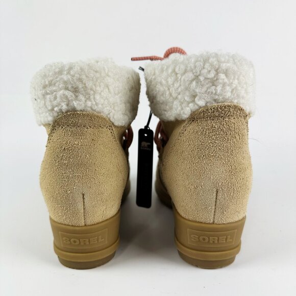 Sorel Womens Size 8 Evie Cozy Lace-Up Wedge Tawny Buff Suede Waterproof Boots - Picture 9 of 13